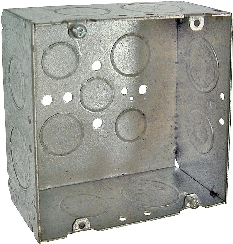 2-gang Square Steel Outlet Box, 42 Cu. In., 4.6875" X 4.6875" X 2.125"