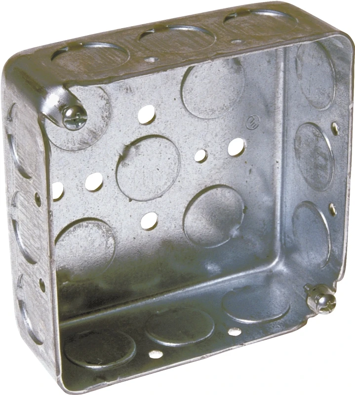 21 Cu In Square Steel 2 Gang Outlet Box Gray - Model 8190