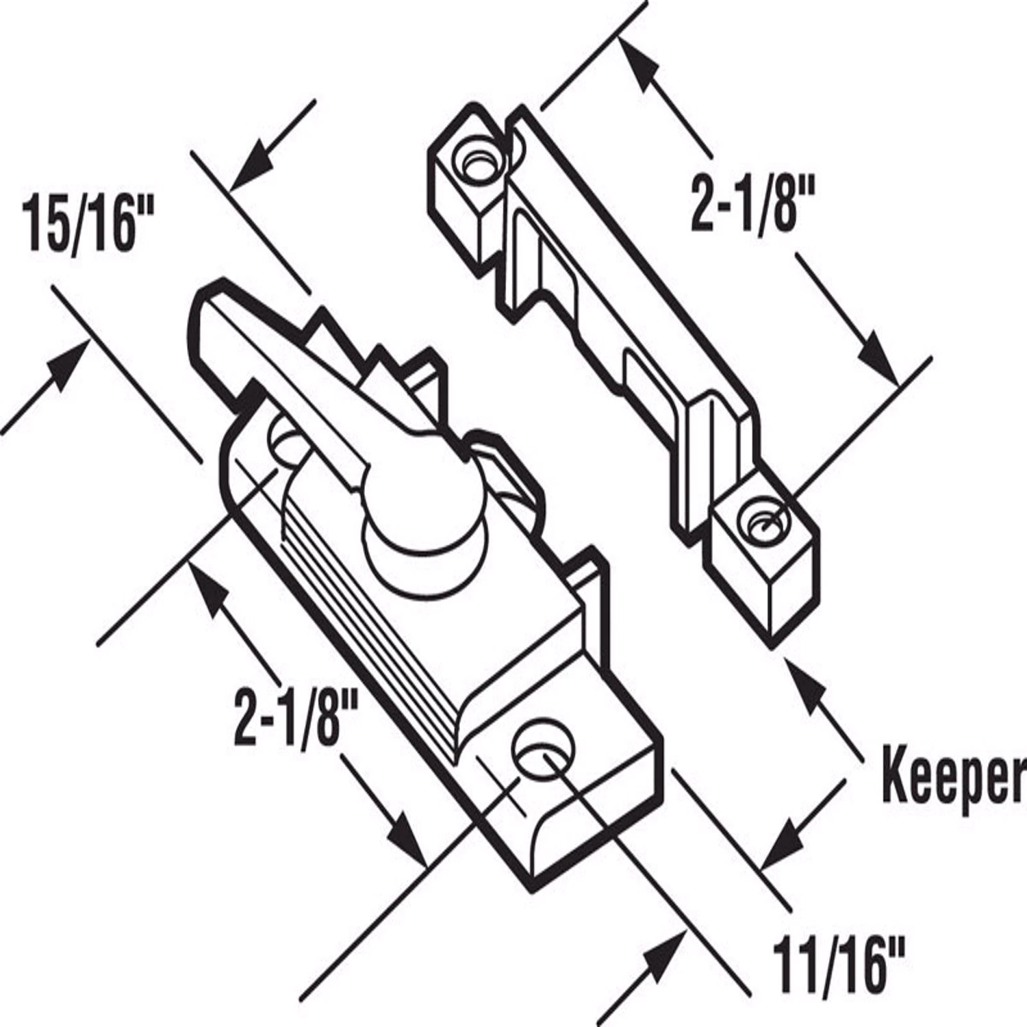 Window Sash Lock with Cam Action and Alignment Lugs, White Diecast