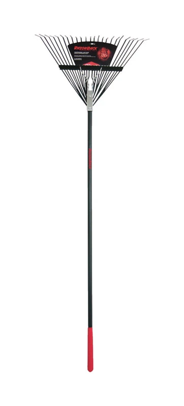 68 In. Steel Leaf Rake With 24 Tines And Fiberglass Handle
