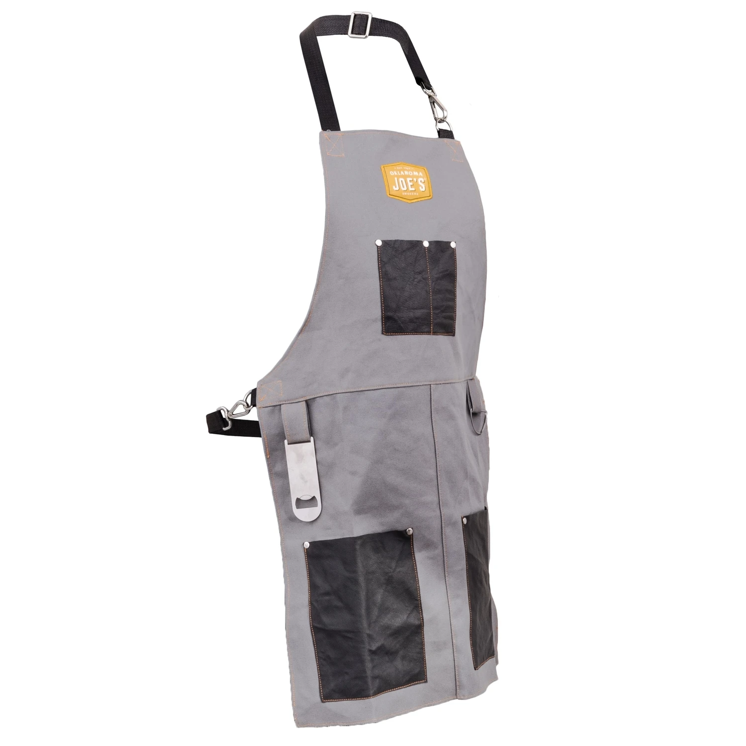 Canvas And Leather Grill Apron 19.9" L X 1" W - Gray