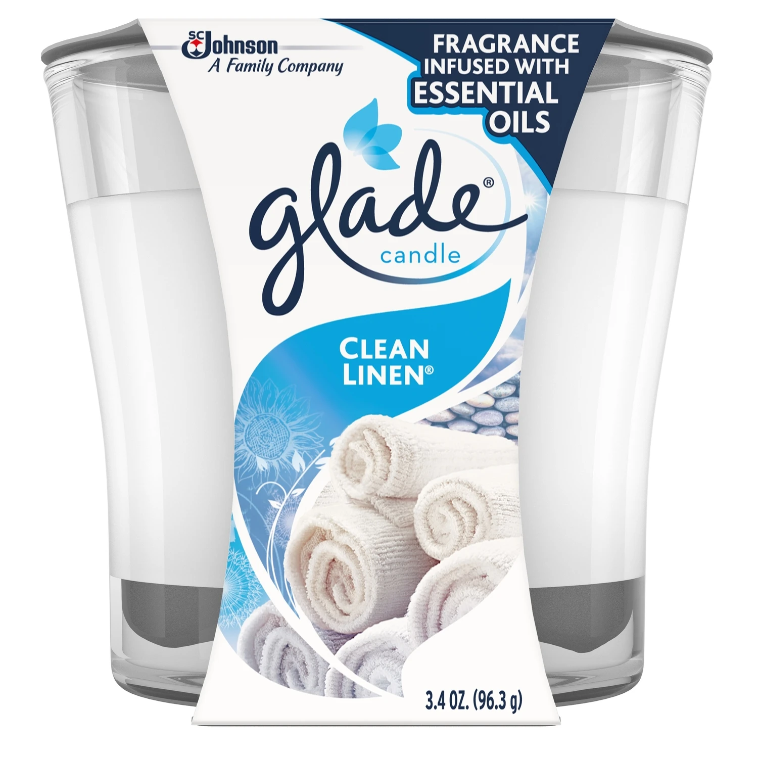 Clean Linen Scent Jar Air Freshener Candle 3.4 Oz - Ivory Color