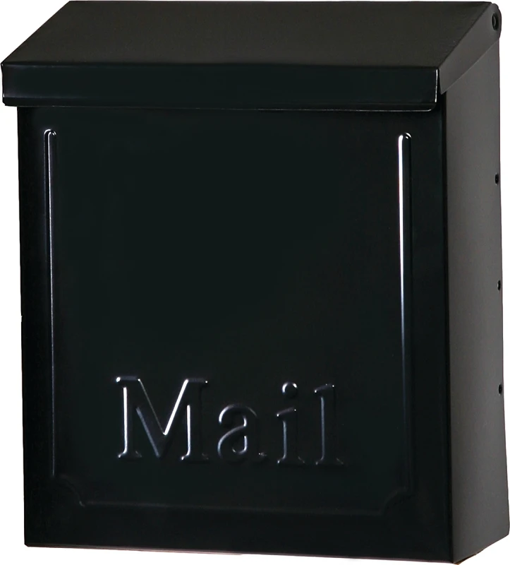 Gibraltar Townhouse Locking Wall Mount Mailbox, Vertical Design, Black Steel
