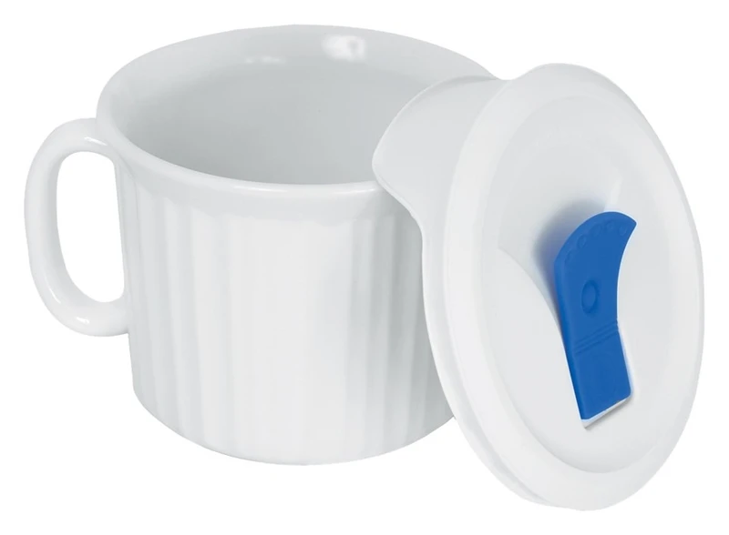 20 Oz White Ceramic Mug With Vented Lid - Model 1035985