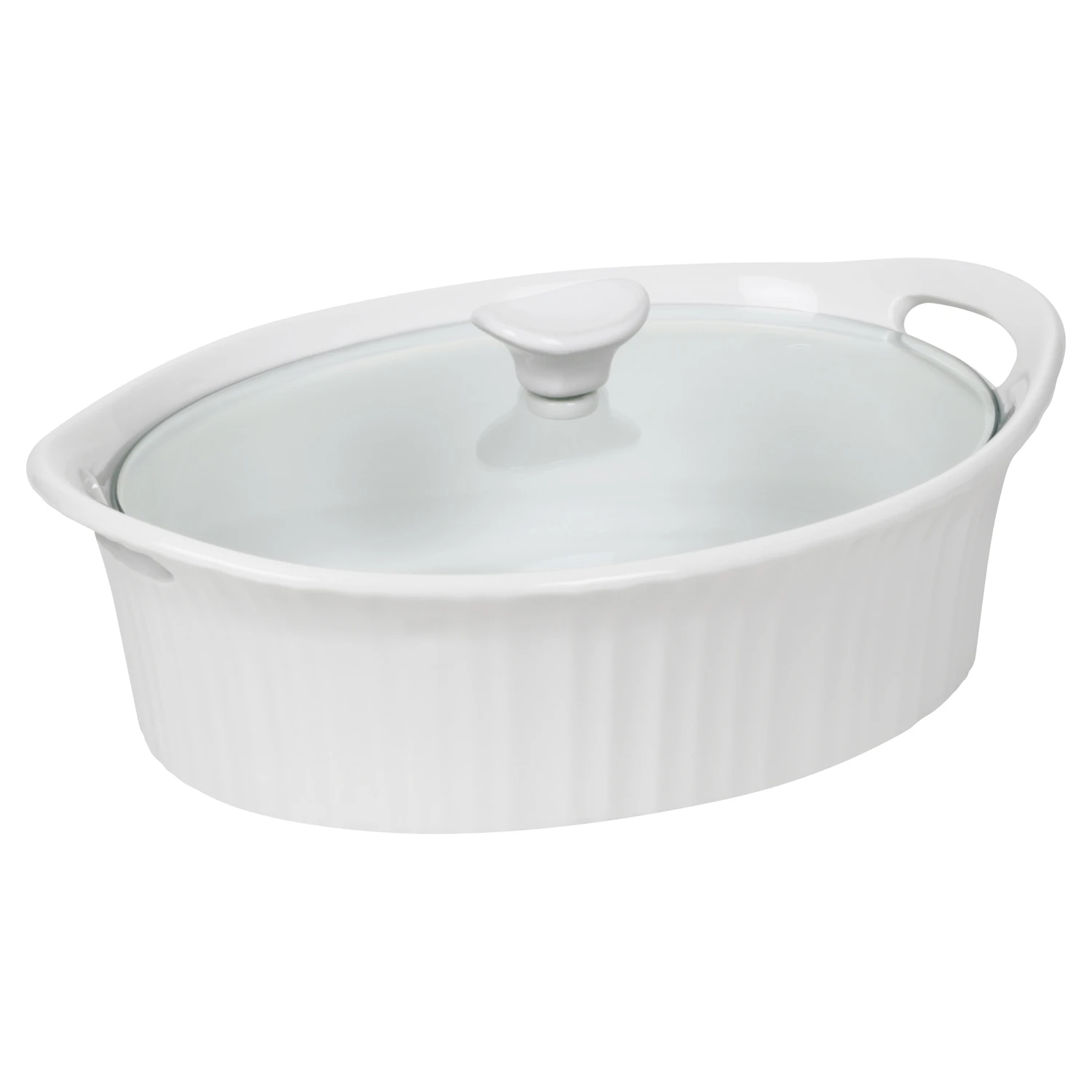 2.5 Quart Oval Covered Casserole Dish - French White Stoneware