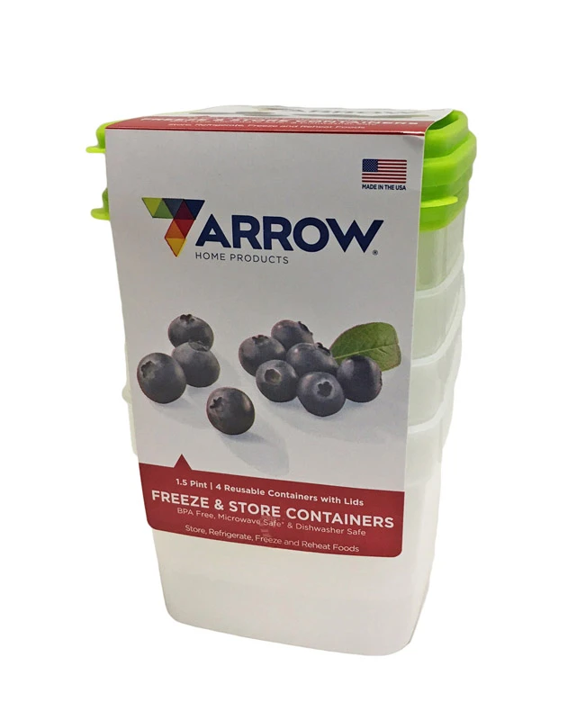Arrow Home Products 1.5 Pt. Clear Square Freezer Food Storage Containers With Lids (4-pack)