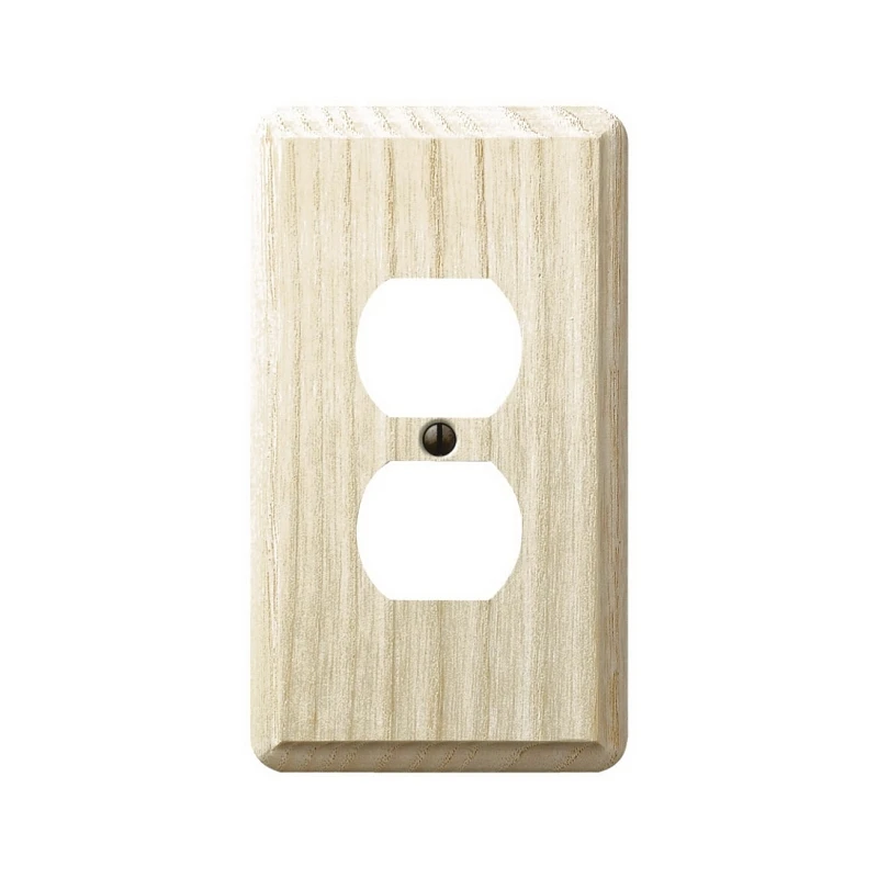 Contemporary Wall Plate, Unfinished Ash Wood, 1 Duplex