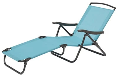Fts114k-t Sienna Sling Folding Lounge Chair - Turquoise Blue