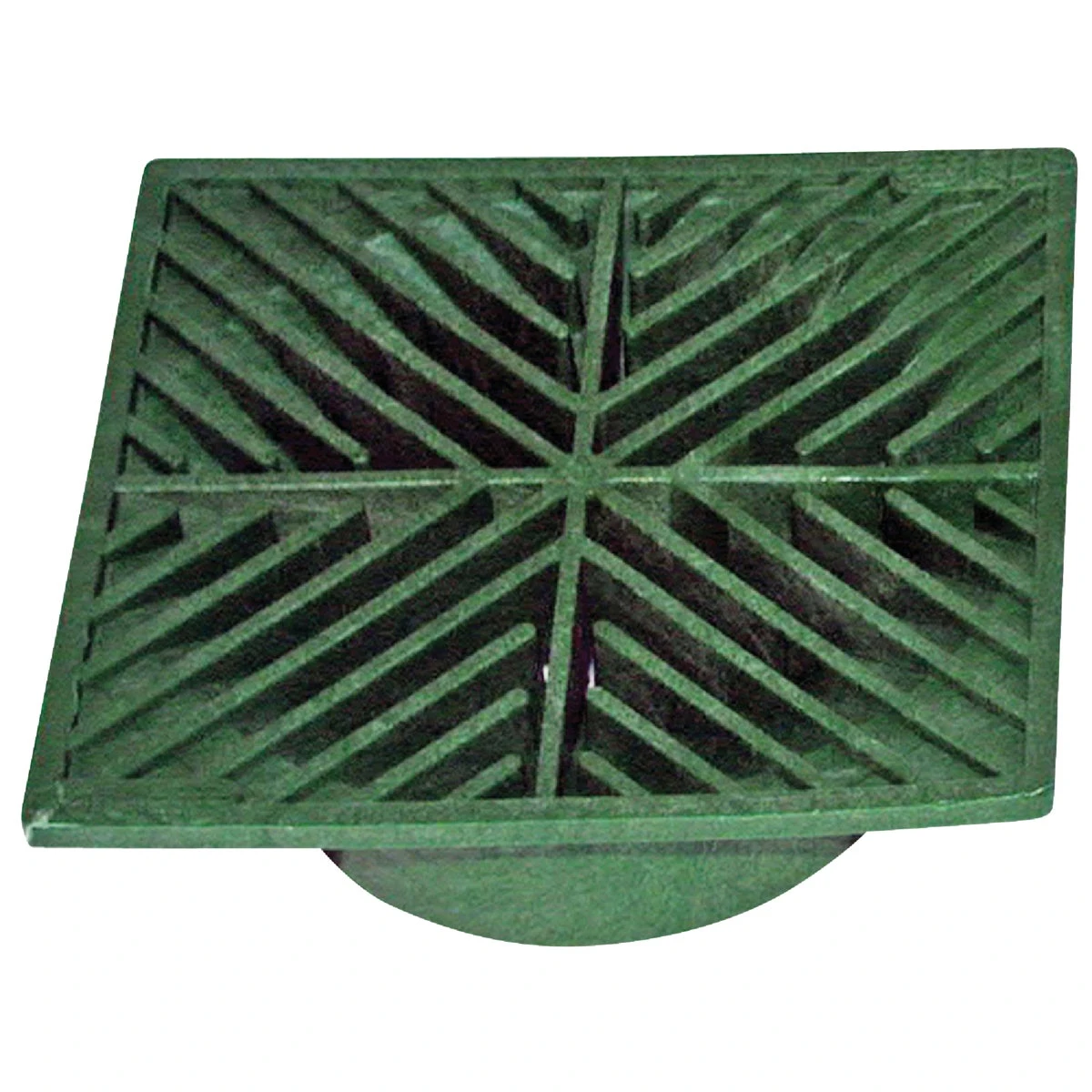 Green Drainage Grate, 6 Inch Square, Durable Plastic Construction
