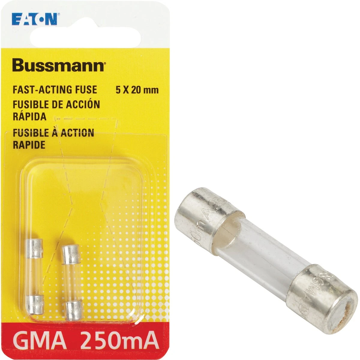 250MA GMA Glass Tube Fuse, 2-Pk.