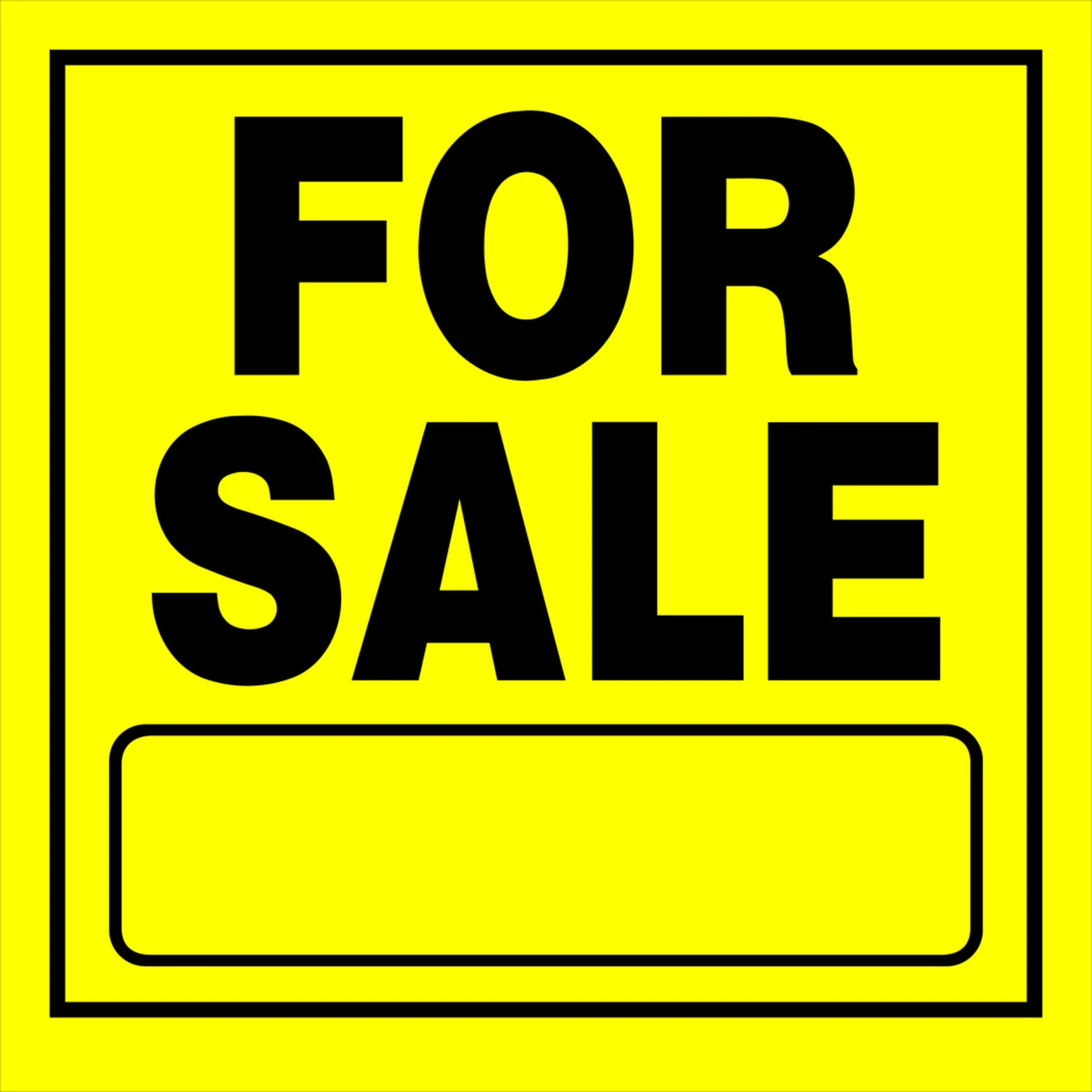 For Sale Sign Yellow And Black 11 In. H X 11 In. W Durable Plastic