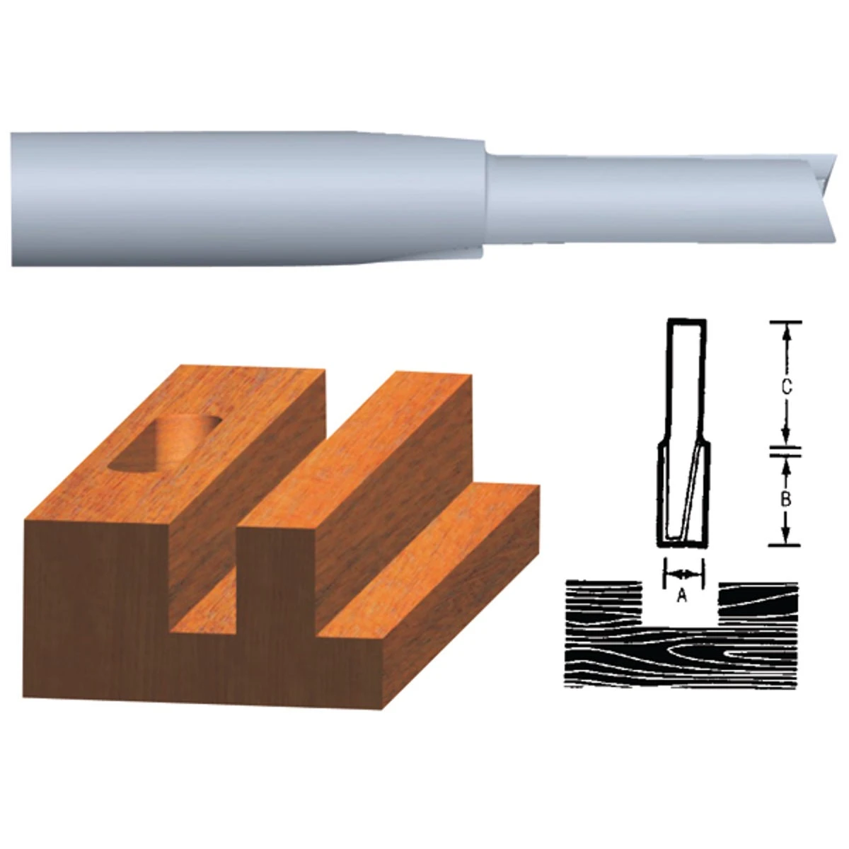 0.25 Inch by 1 Inch 2-Flute Straight Router Bit for Precision Cutting