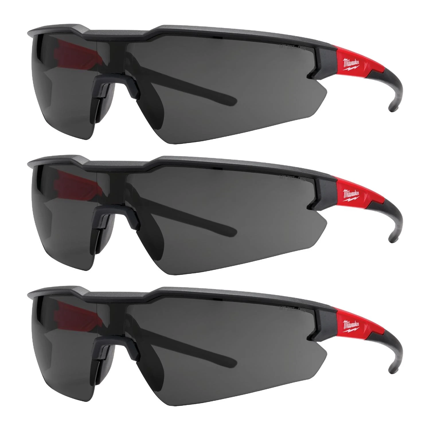 3-pack Safety Glasses With Tinted Anti-scratch Lenses, Red/black Frame, Anti-fog