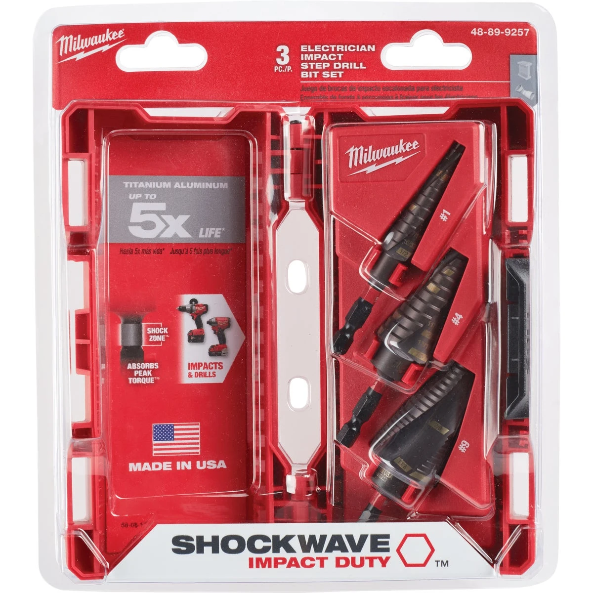 Shockwave Impact Duty 3-piece Titanium Step Drill Bit Set #1 #4 #9