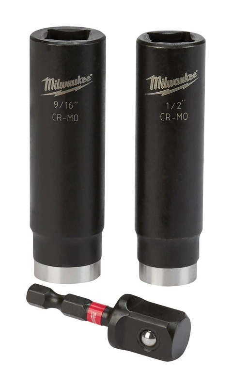 Milwaukee SHOCKWAVE 1/2 in. X 1/2 in. drive SAE 6 Point Impact Rated Deep Impact Socket Set 3 pc