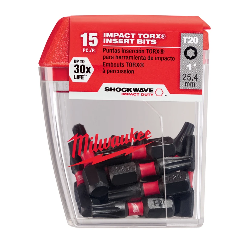 Milwaukee Shockwave Torx T20 X 1 in. L Impact Insert Bit Set Steel 15 pc