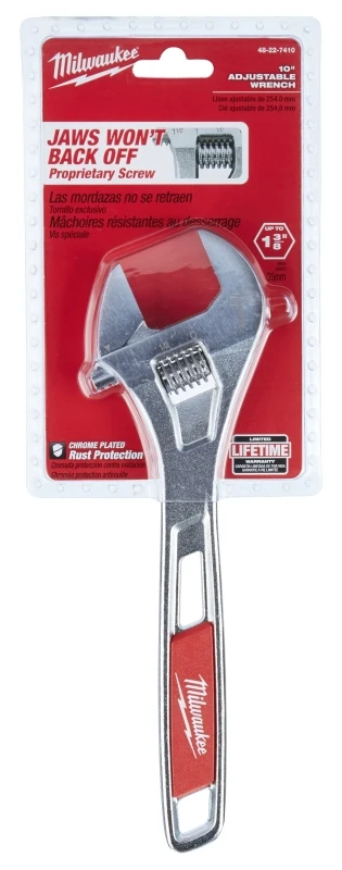 10 In. Adjustable Wrench With Chrome Finish And Ergonomic Handle