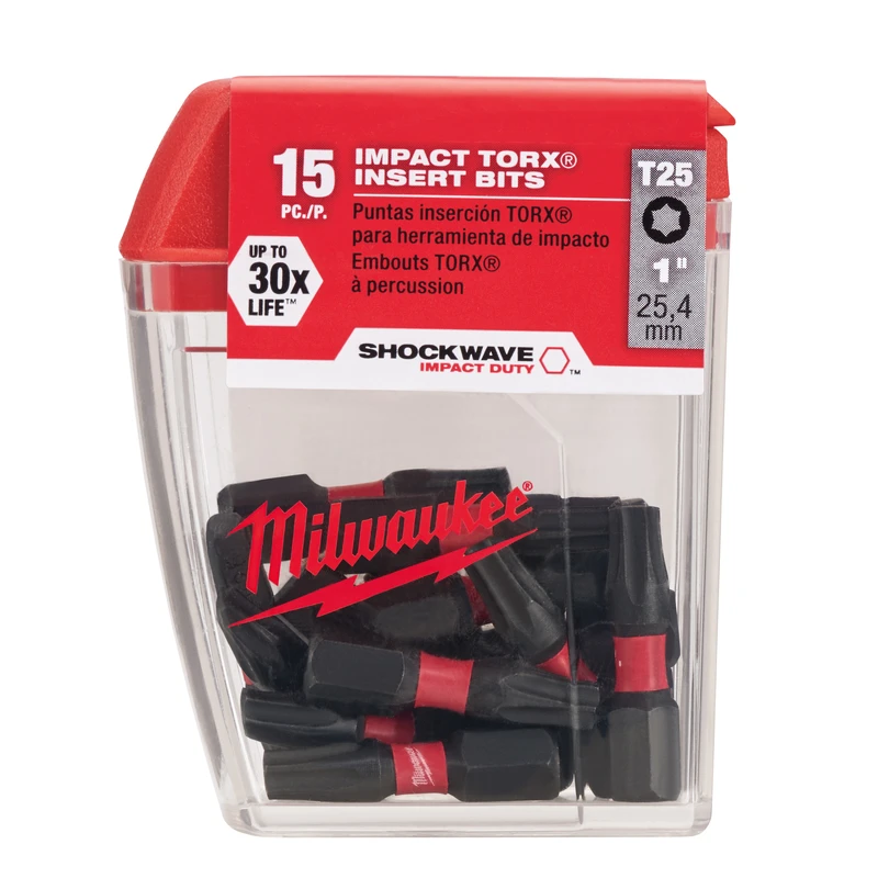 Milwaukee Shockwave Torx T25 X 1 in. L Impact Insert Bit Set Steel 15 pc