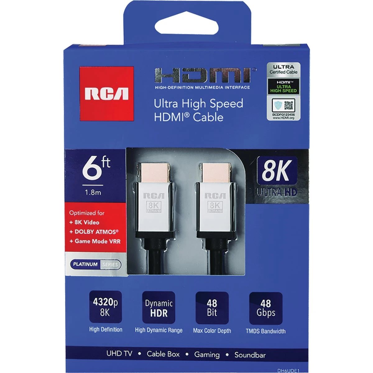 Ultra High Speed High Definition Multimedia Interface Cable, Black, 6 Feet Length