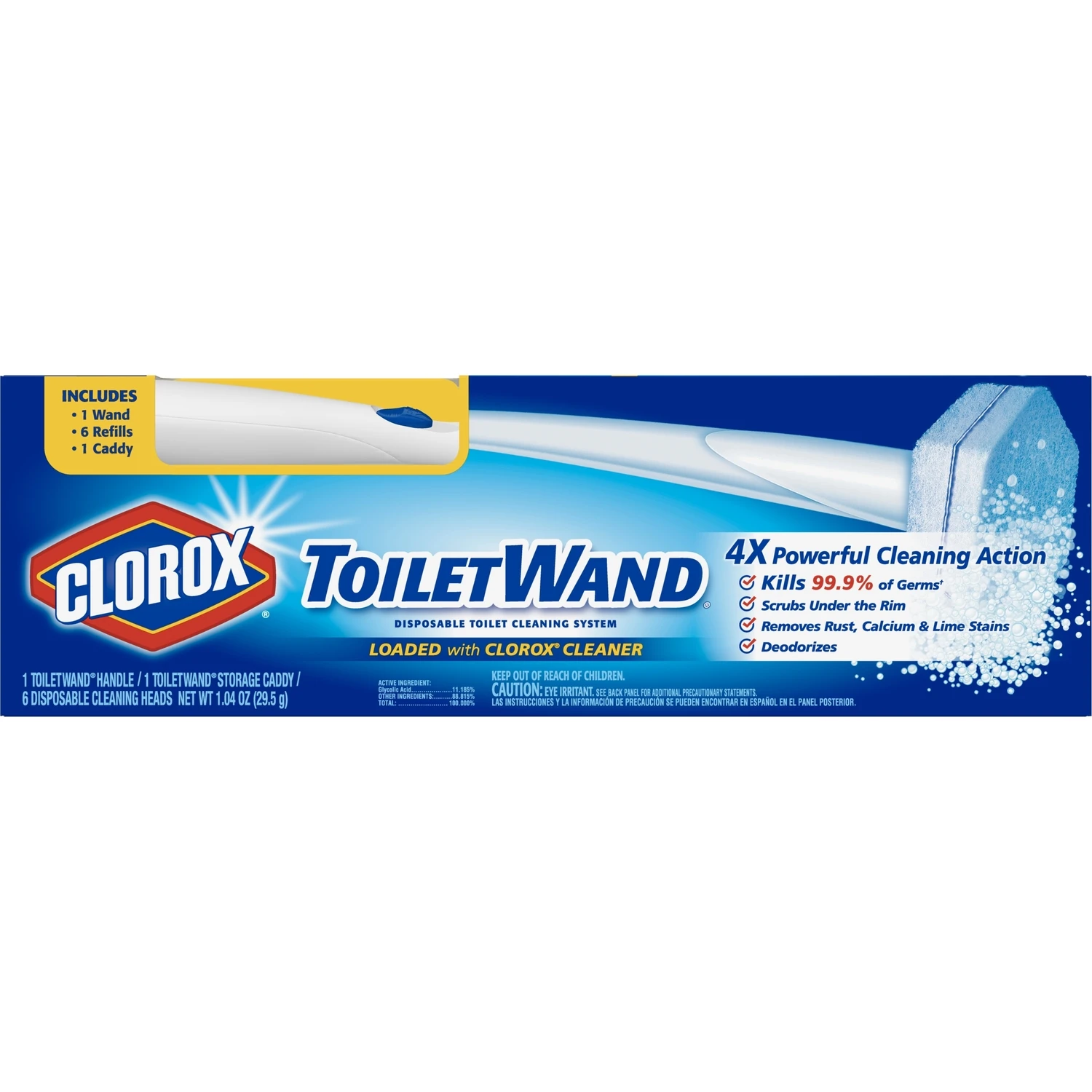 Toilet Wand Starter Kit With Caddy And 6 Disposable Scrubbing Pads
