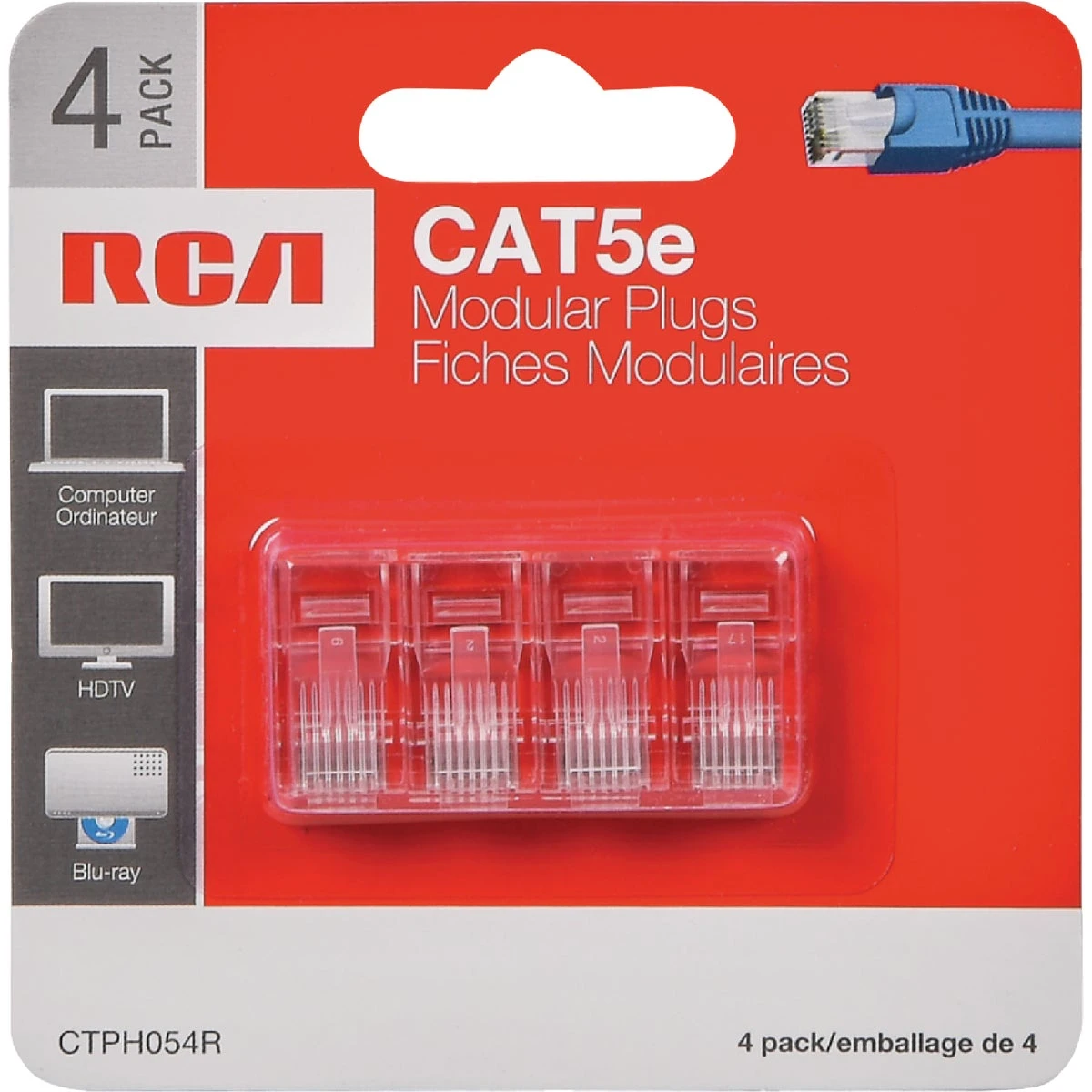 Cat 5 Connector Plug, 4-Pk.