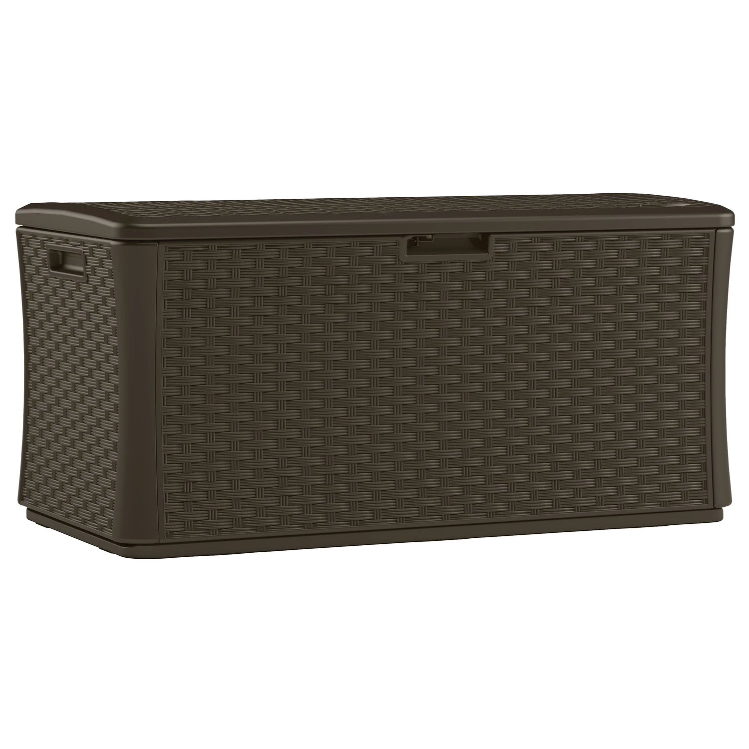 134 Gallon Resin Wicker Brown Lockable Deck Box - Extra Large Outdoor Storage