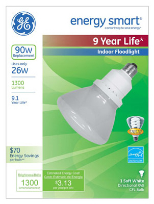 26-watt Soft White Compact Fluorescent Reflector Floodlight Bulb, Model 69635