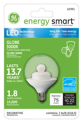Satco 15W Equivalent Soft White G16.5 Medium LED Decorative Globe Light Bulb