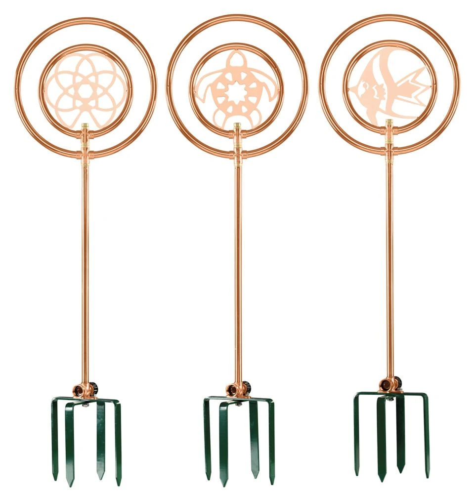 91594 Copper Plated Ornamental Lawn Watering Sprinkler For Garden And Yard