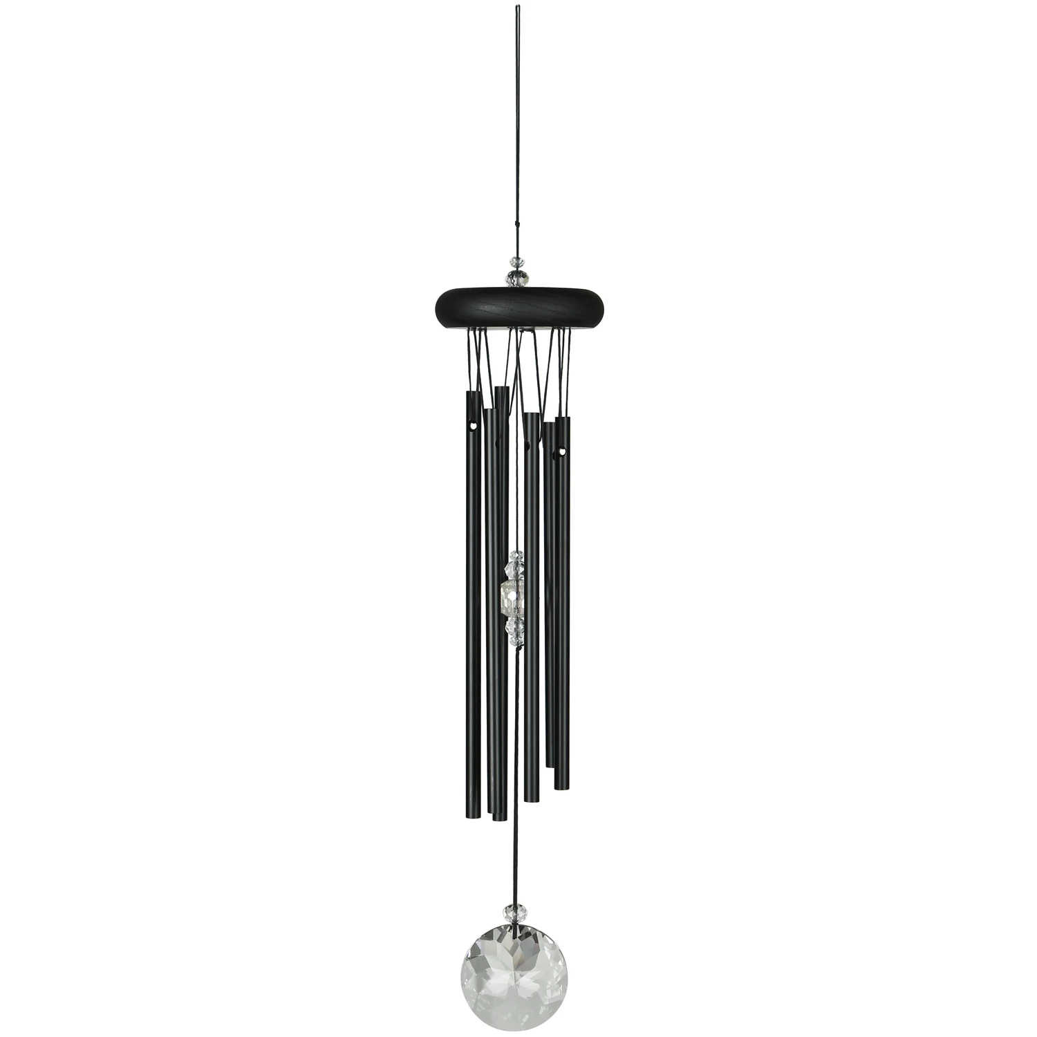 Woodstock Crystal Meditation Wind Chime - 16 In. Black With Beautiful Crystal Accents