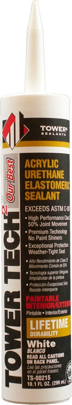 Tower Sealants Tower Tech 2 White Acrylic Urethane Sealant 10.1 oz.