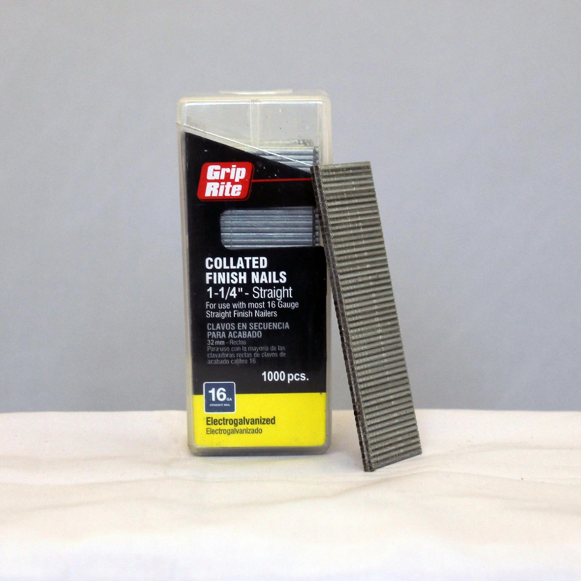 Collated Finish Nails, Electrogalvanized Steel, 1-1/4 In. x 16 Gauge, 1000-Pk.