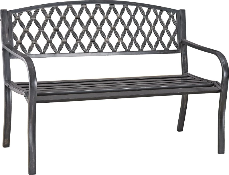 D3819c Park Bench With Steel Frame And Antique Bronze Finish