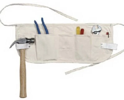 C14 20.5 X 9-inch White Cotton Canvas Waist Apron With 5 Pockets