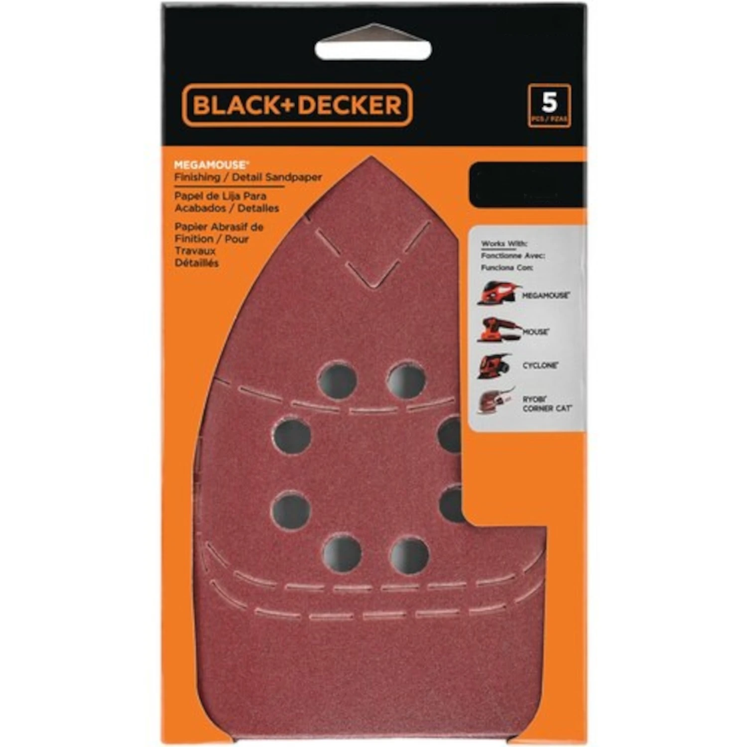 Mega Mouse 120 Grit Aluminum Oxide Sandpaper 5-pack, 6 X 4 In.