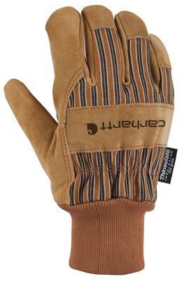 Work Gloves, Brown Suede Knit, Medium