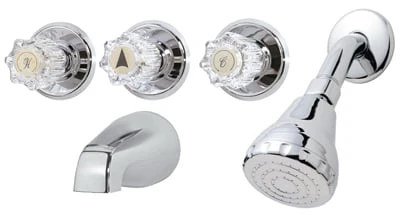 Homewerks 623437 Baypointe Chrome 3 Acrylic Handle Tub & Shower Faucet
