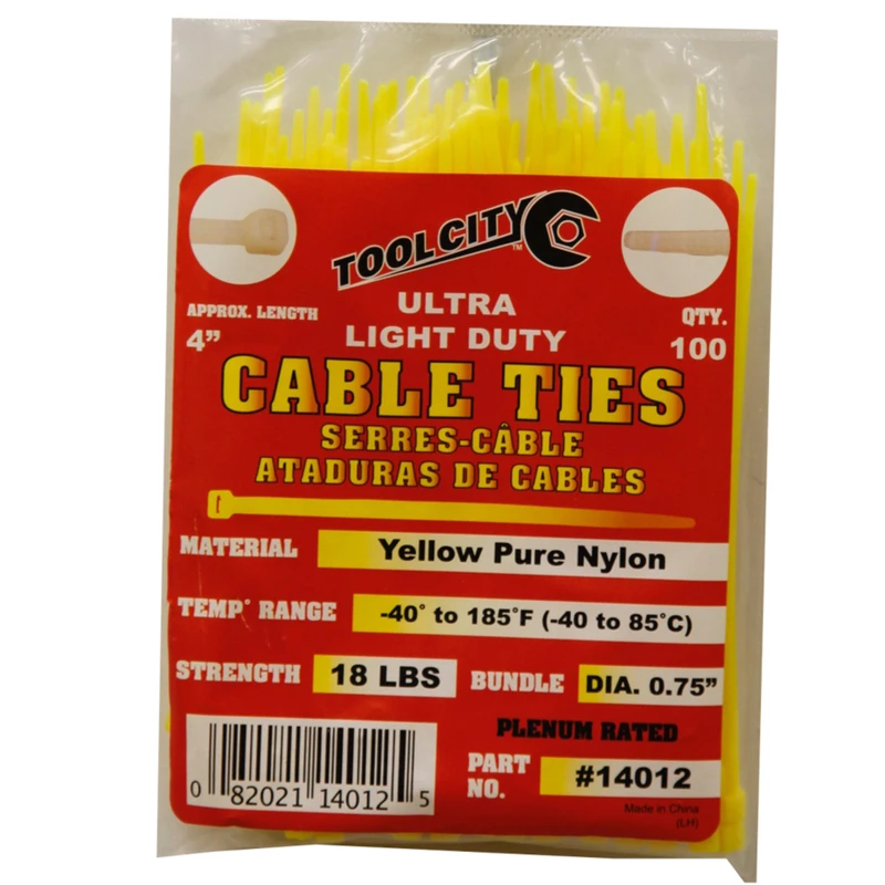 Tool City 4 in. 31 L Yellow Cable Tie 100 PK