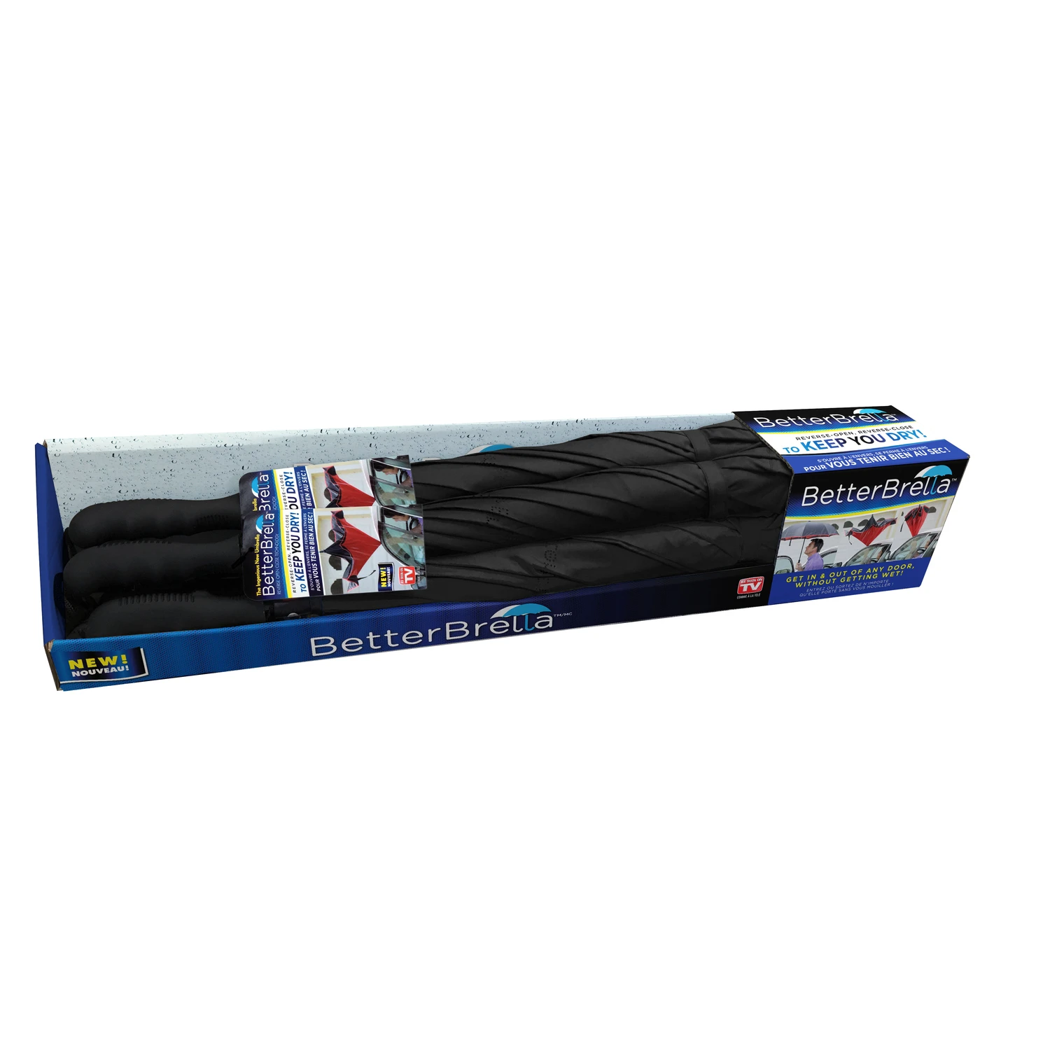 As Seen On Tv Black 40.5 In. Reverse Open Umbrella Model 1039cd