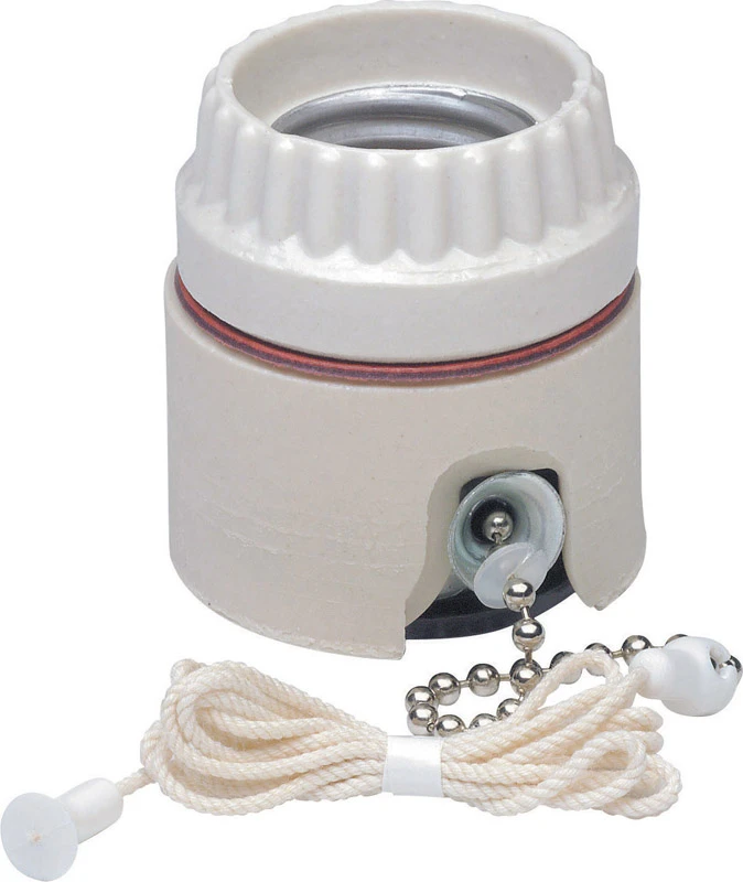 Leviton Pull Chain Medium Base White Porcelain Lamp Socket