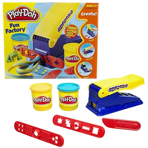 Play-doh Fun Factory Modeling Compound Set - Creative Play With Blue And Yellow Colors