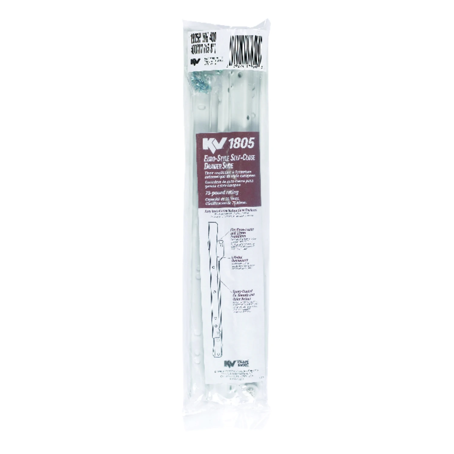 Knape & Vogt 16 in. L Steel Self Close Drawer Slide 2 pk
