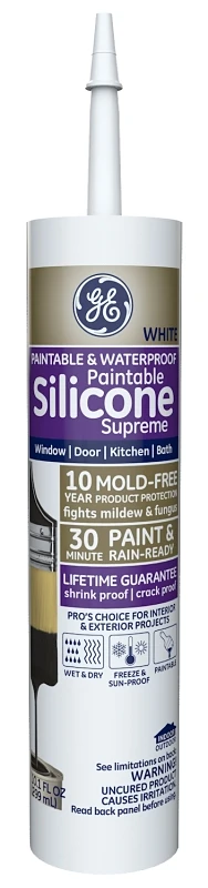 Paintable Silicone Window & Door Sealant, White, 9.5 Oz. Cartridge