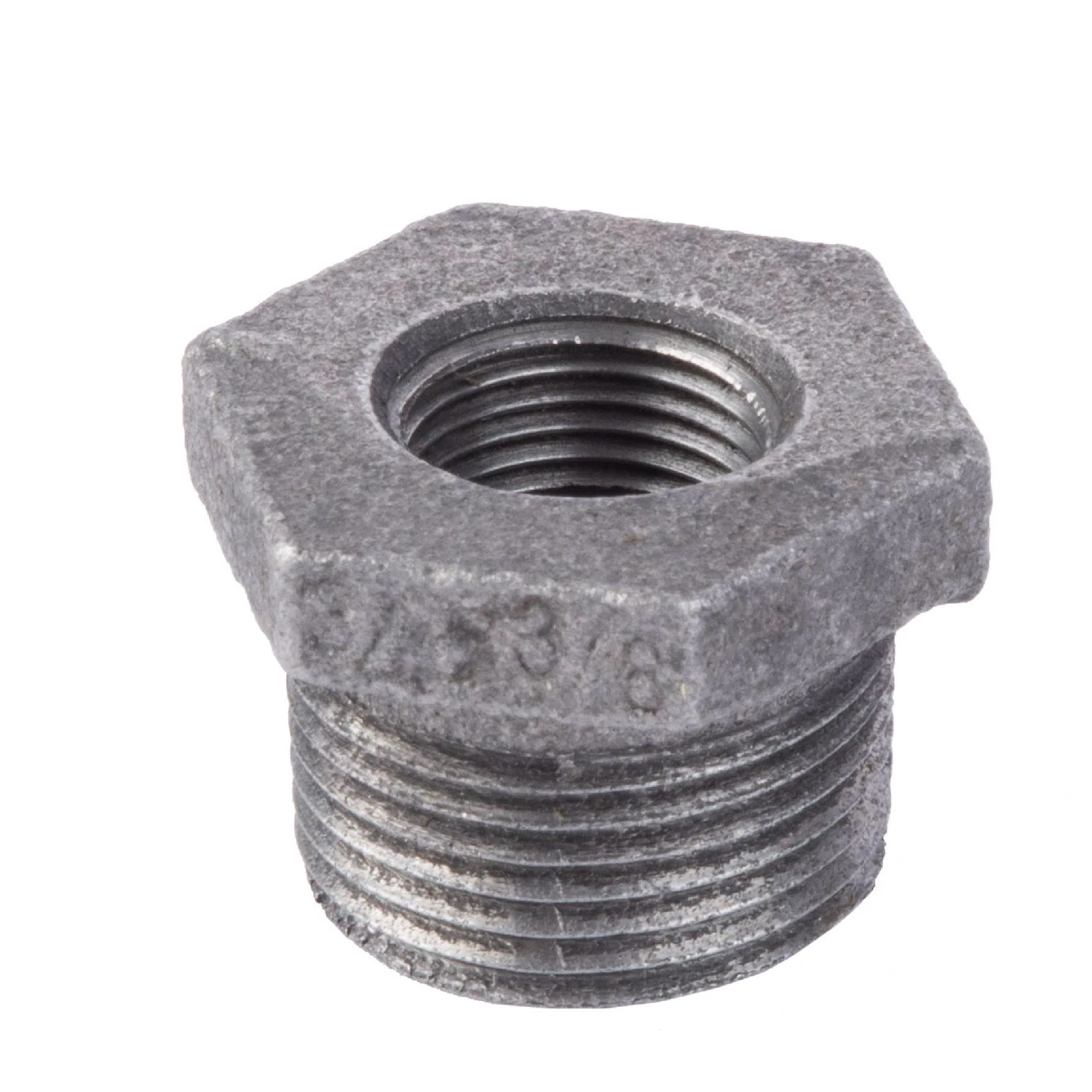 Three Quarter Inch by Three Eighth Inch Black Steel Pipe Bushing