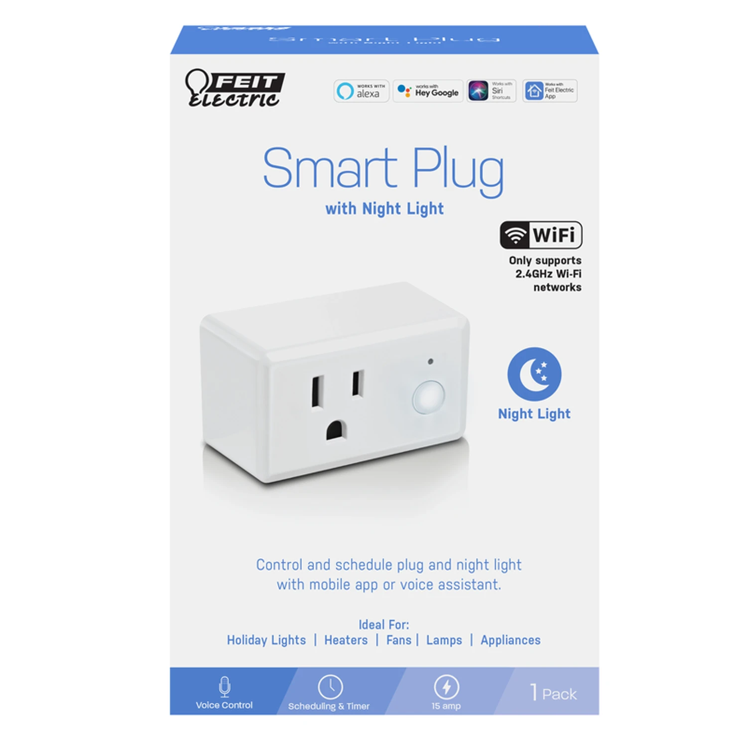 Smart Plug With Night Light 1-15r Residential Plastic Wi-fi Enabled