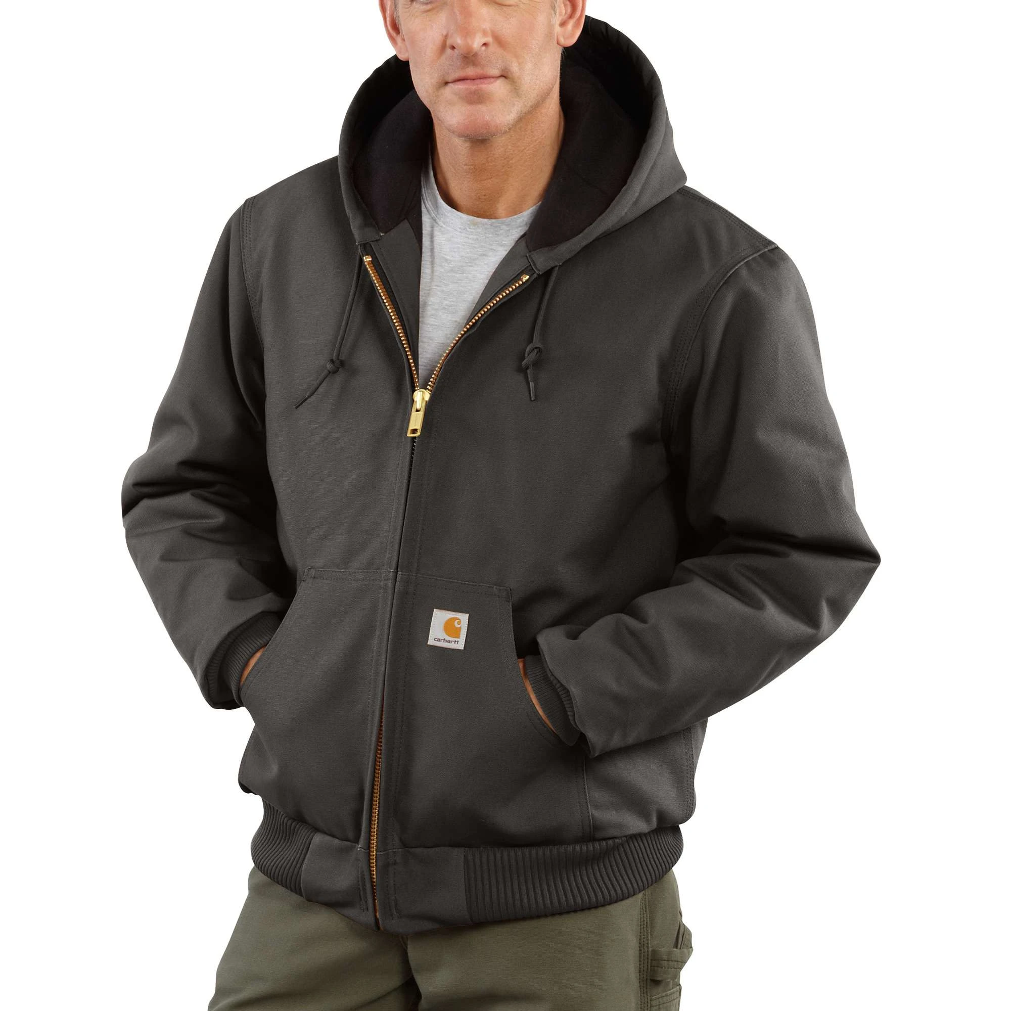 Men's Loose Fit Firm Duck Insulated Flannel-lined Active Jacket - Large - Gravel