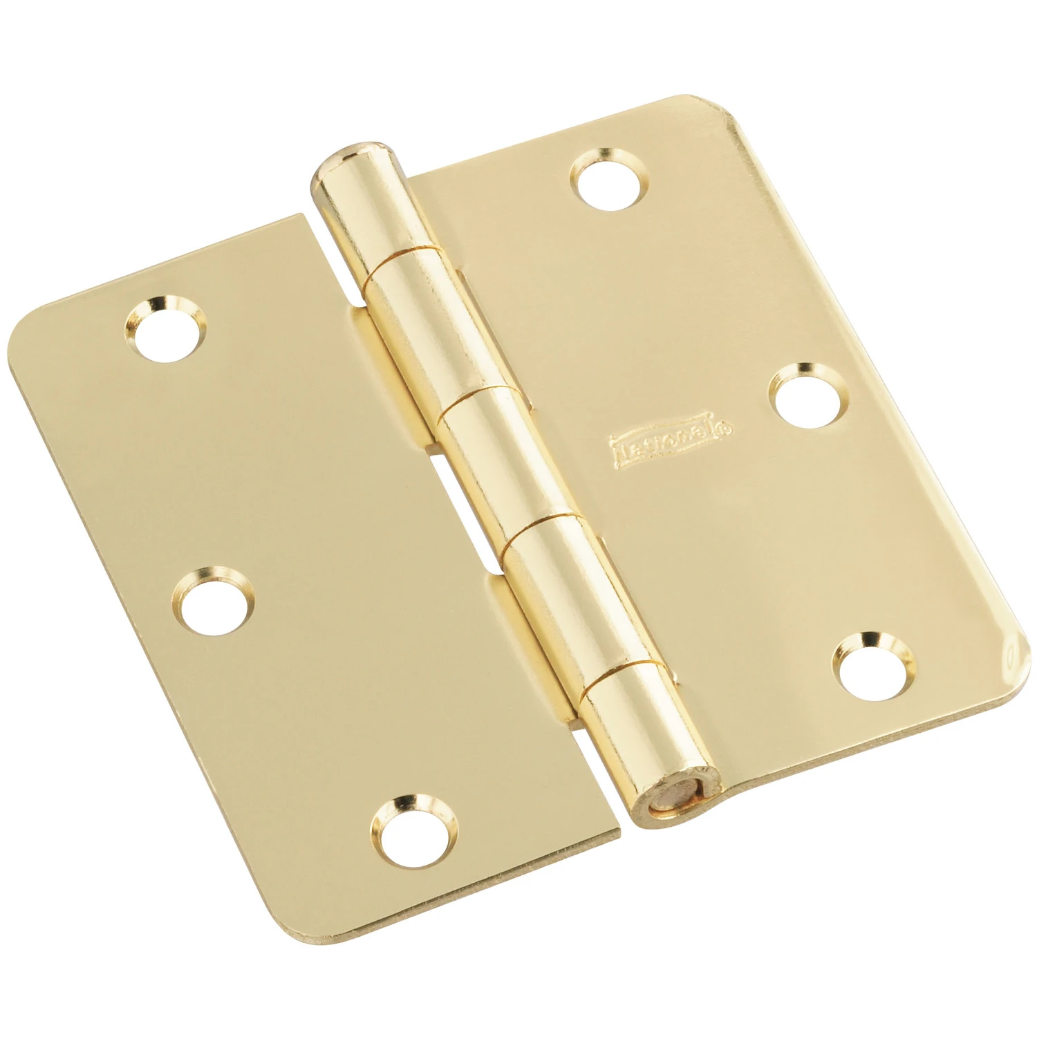 Door Hinge, Interior, Polished Brass, 3.5-In.