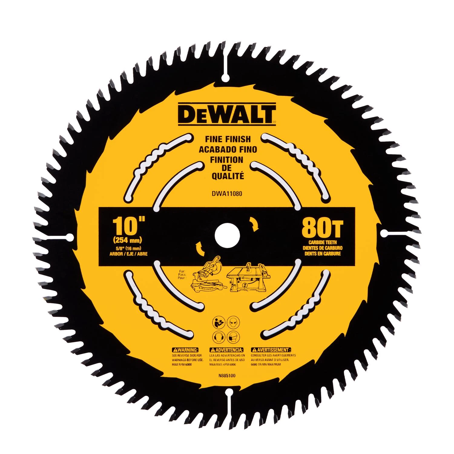 10 In. 80-tooth Carbide Tipped Circular Saw Blade Dwa11080