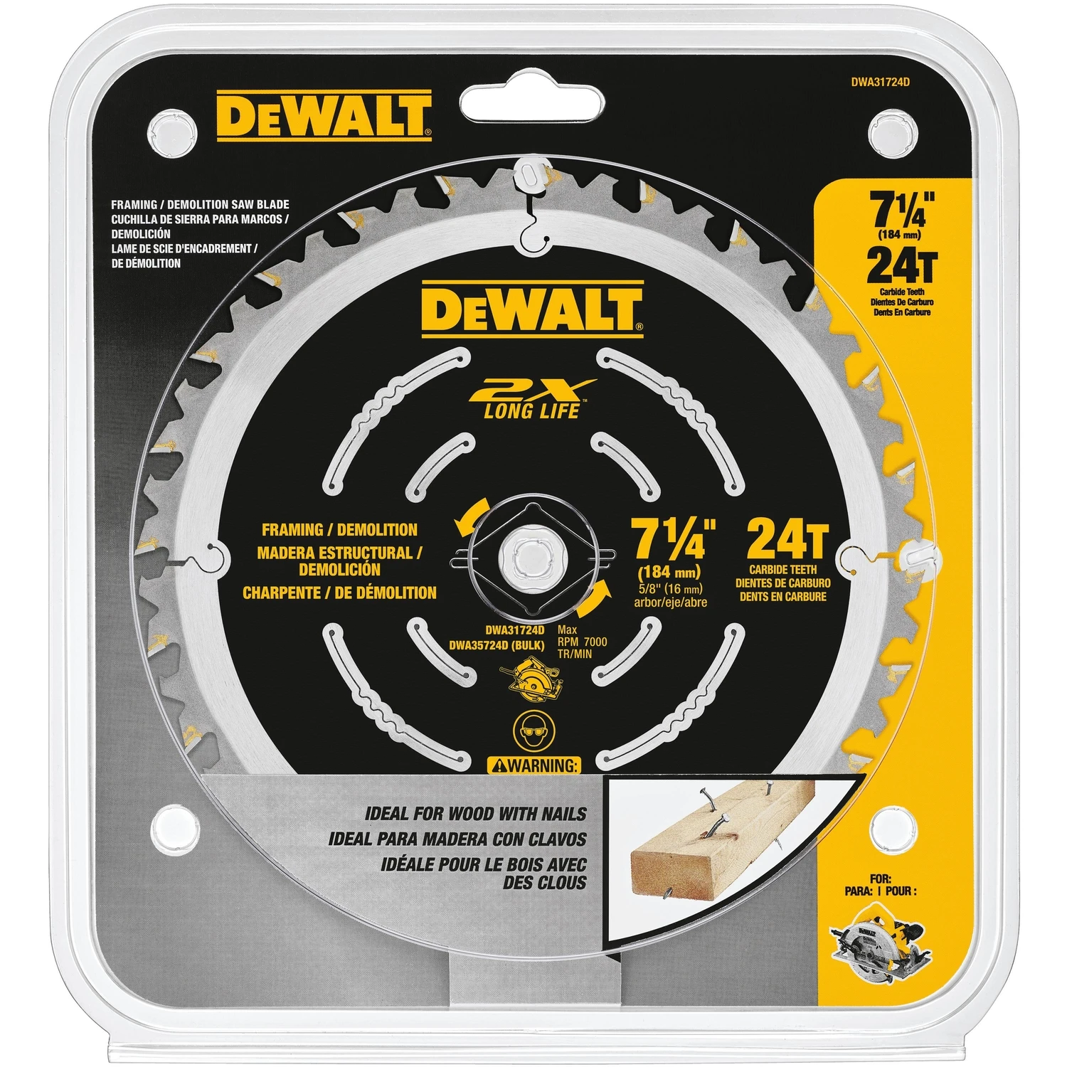 Demo Framing Circular Saw Blade, 24-Tooth x 7-1/4 In.