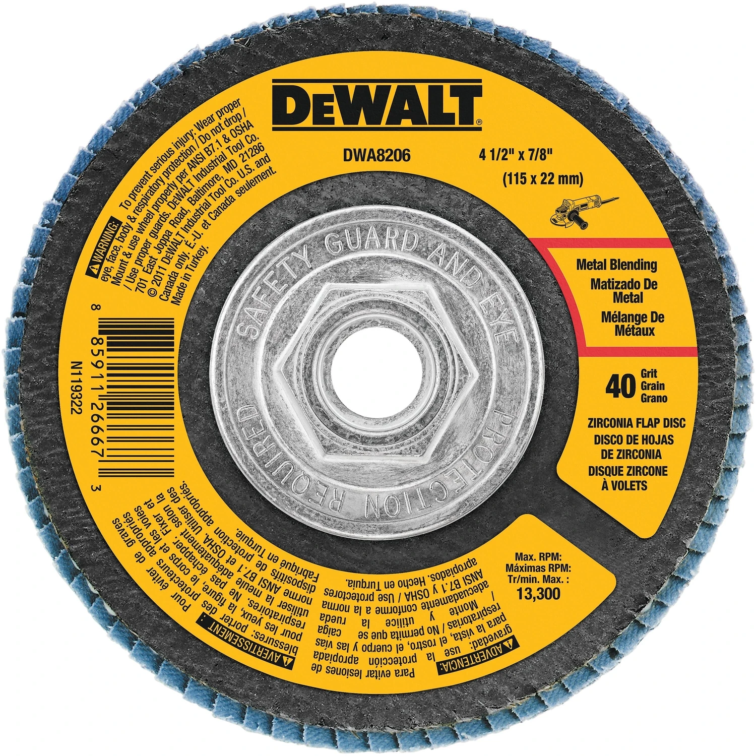 4-1/2 In. X 7/8 In. 40-grit Zirconia Type 29 Flap Disc